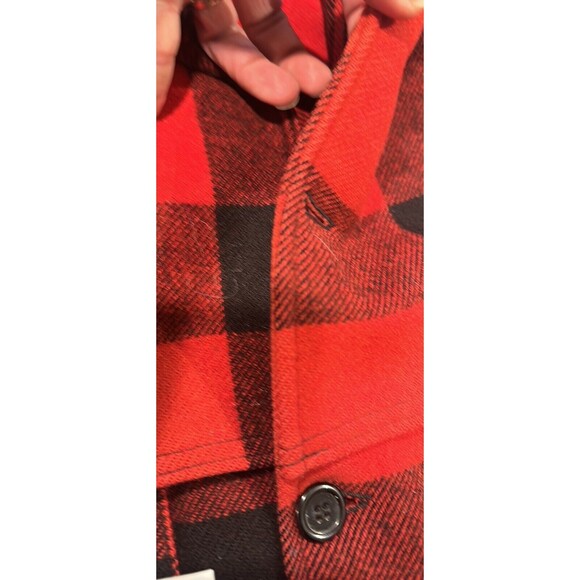 Distressed Bemidji Woolen Mills MACKINAW Med Red Check Hunting Jacket SEE PHOTOS - Picture 8 of 9